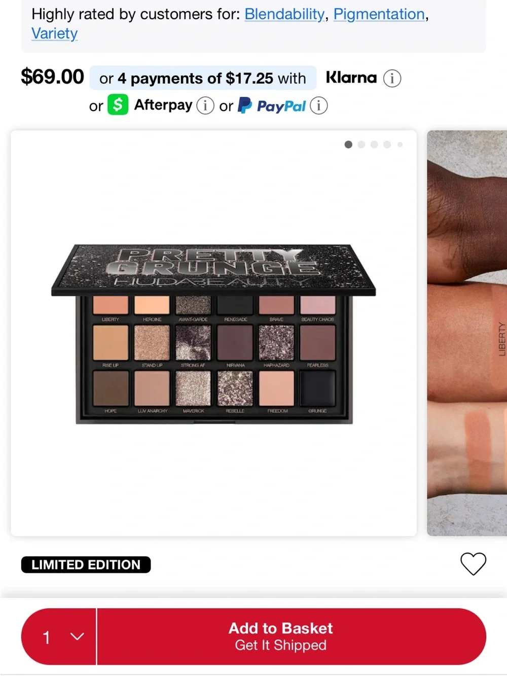 HUDA BEAUTY Pretty Grunge Eyeshadow Palette — Pink, Taupe, Mauve & Black Shades